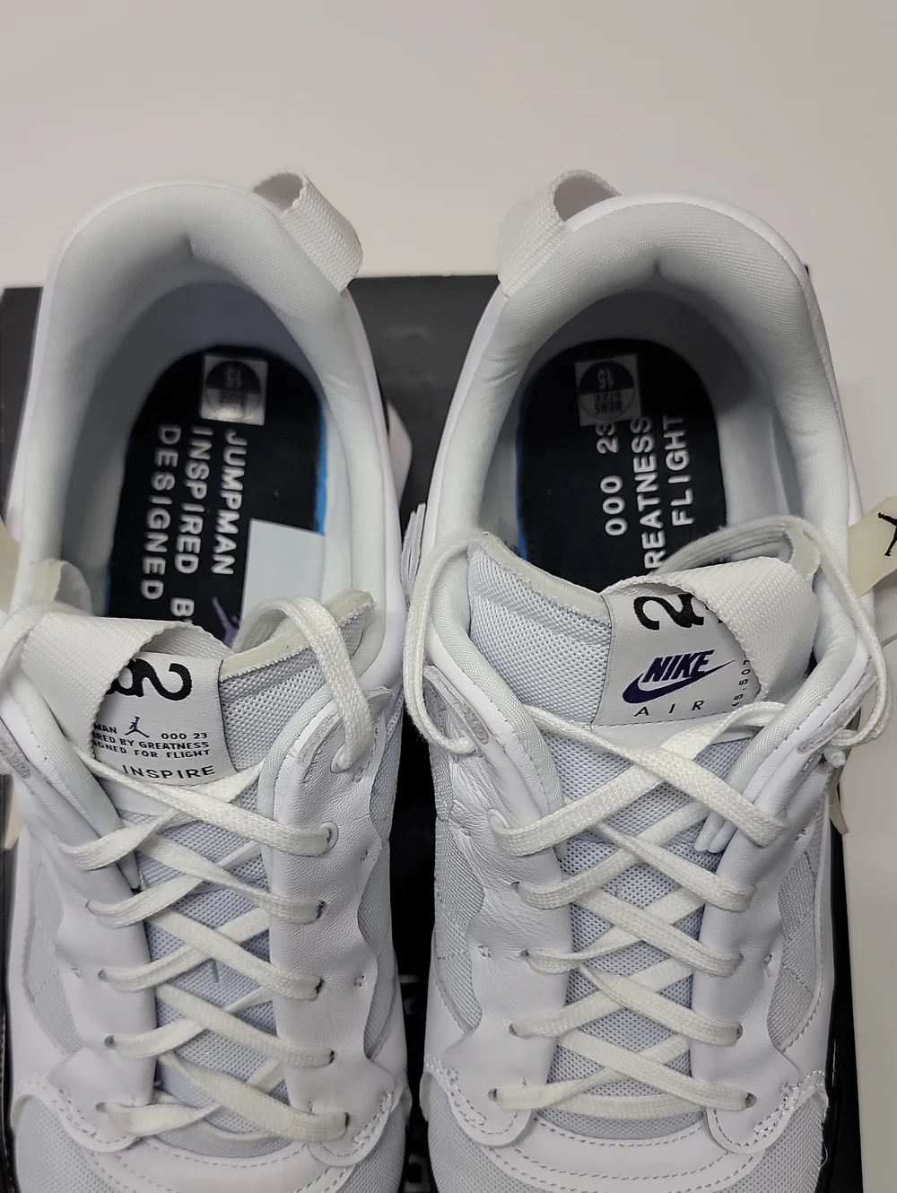 Jordan MA2 Concord White/Black-Court Purple Low-Top Sneakers Men's 15 Excellent